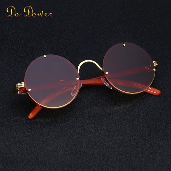 

vintage round punk sunglasses men fashion steampunk sun glasses for women with a box rimless sunglass zonnebril uv400, White;black
