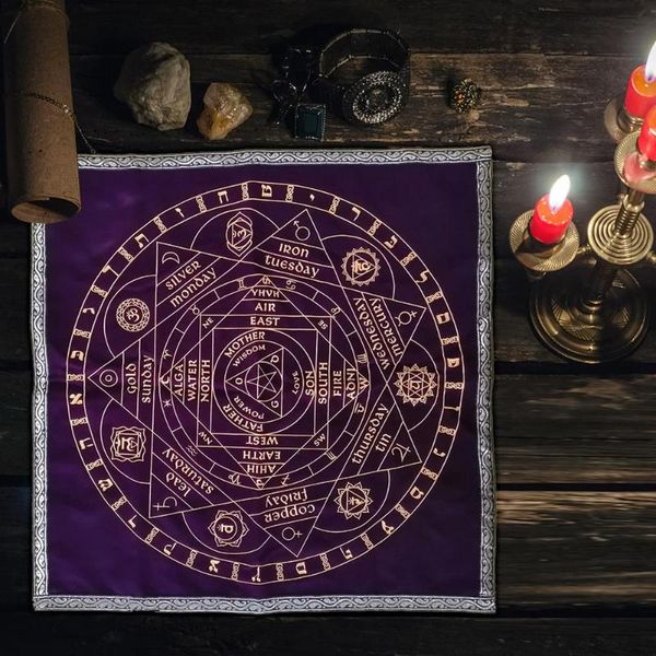 

table cloth 58 x 58cm tarot charm spiritual healing mat magic pentacle runes cover