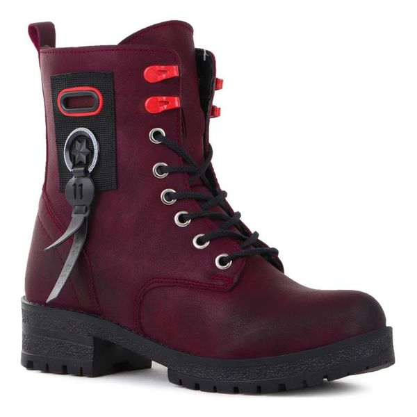 

boots zipper women's red burgundy black star buckled casual winter faux lacing 2021 comfort 37-38 number