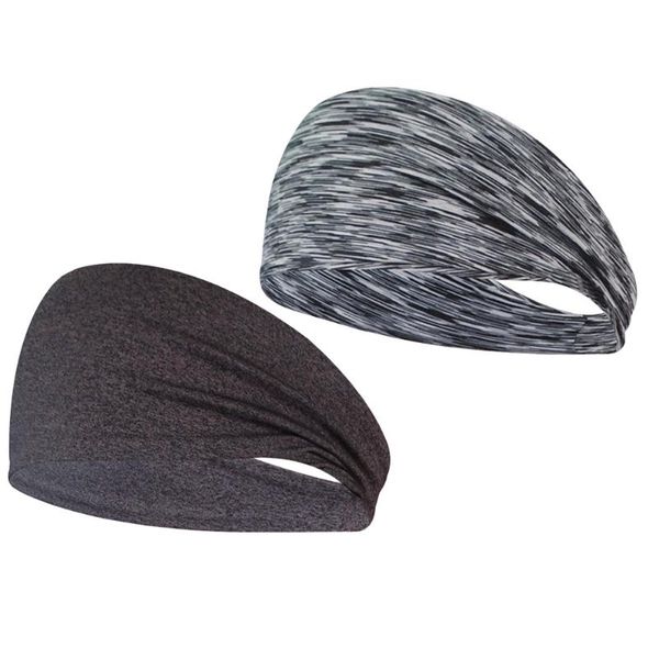 

sweatband 2pcs sport headbands sweat-proof headwears running yoga sports headwrap hair accessories for cycling (dark gray +, Yellow;black