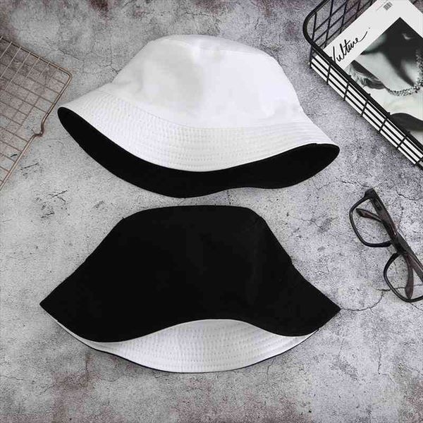 

double-sided wearing cap solid color bucket hat men women cotton sun hat reversible fisherman winter warm bucket cap, Blue;gray