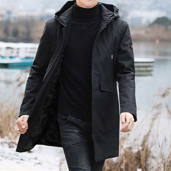 

plus size men's winter warm jacket fleece parka coat black hooded windbreaker outwear fleec jacket long parkas 8xl 211206