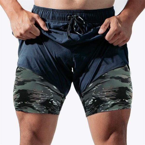 

men's shorts 2021 tight sports fashion leisure outdoor zip pocket woven double camouflage running fitness speed dry, White;black
