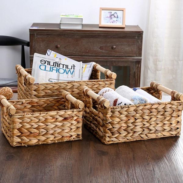 

storage baskets vogvigo rattan basket box straw woven without lid rectangular wicker with handle