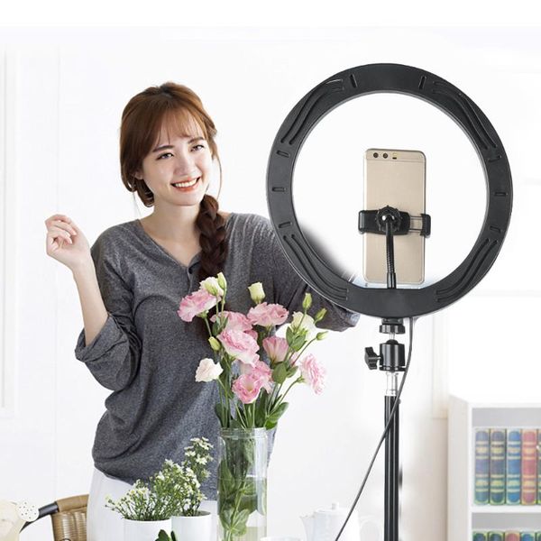 

inch dimmable led ring fill light usb camera video lamp with tripod phone clip set flash heads