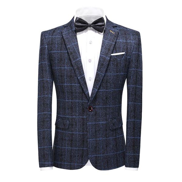 

men slim fit office plaid blazer jacket fashion solid mens suit wedding dress coat casual business male men's suits & blazers, White;black