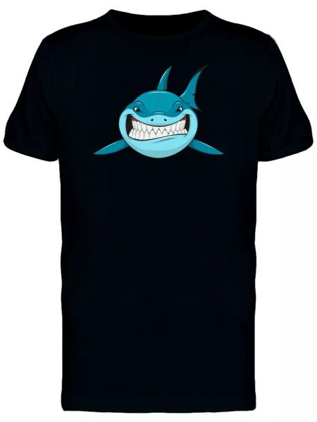 

Frontview Of Blue Shark Cartoon Tee Men's -Image by Shutterstock, White;black