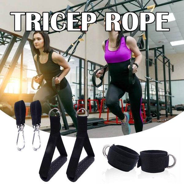 

pair gym resistance bands handles anti-slip tpr grip strong nylon webbing fitness heavy duty cable machine workout equipment
