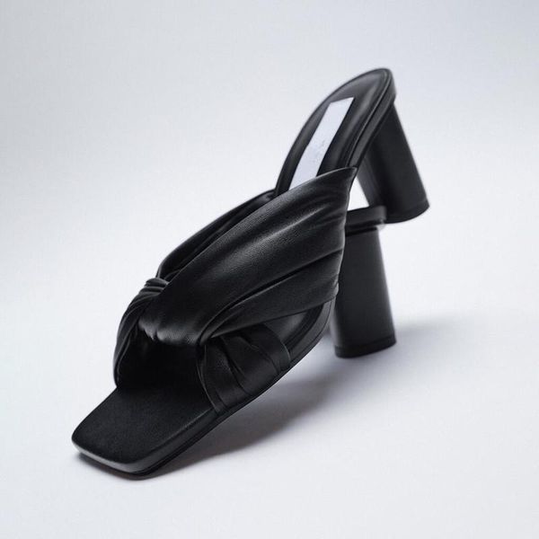 

sandals thick and comfortable high heel 21 black square toe heels quilting leather muller shoes