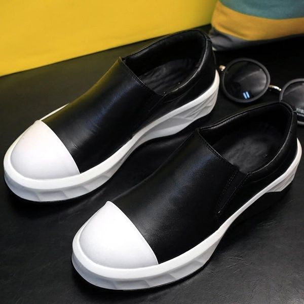 

dress shoes white black high platform loose real leather slip on leisure shoe spring lazy loafers