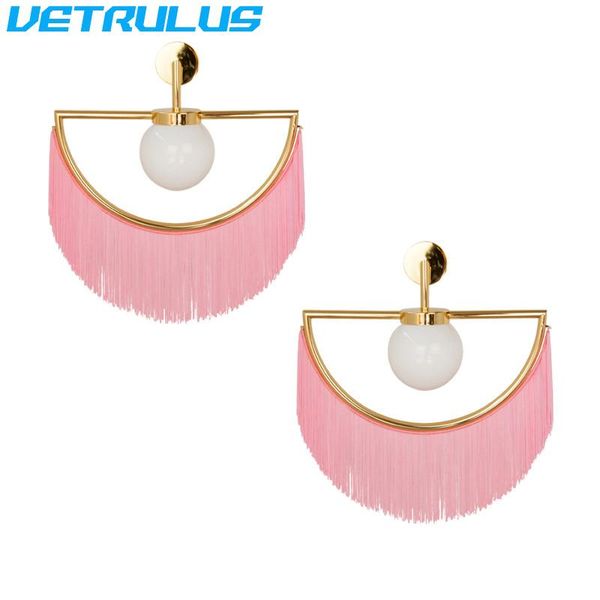 

wall lamp nordic designer tassel glass ball light fix pink ins girl sconces for living room bedroom el led fixtures