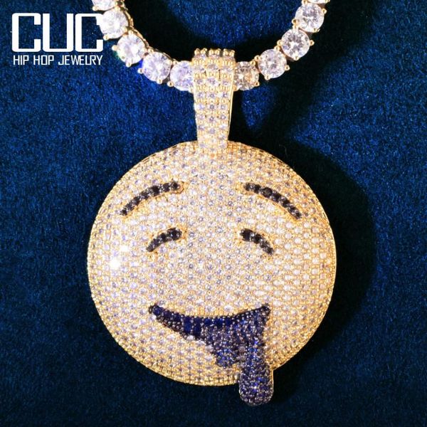 

chains drooling dripping necklace pendant for women men hip hop chain blue cubic zirconia rock rapper jewelry gift, Silver