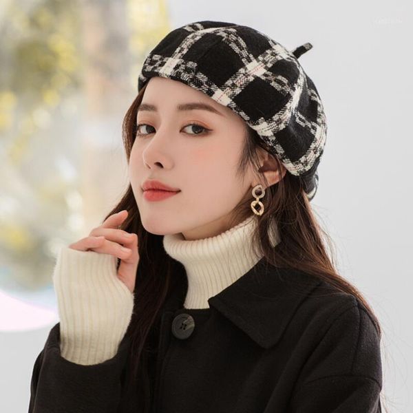 

berets women girl beret french artist warm wool winter beanie hat cap literary vintage plain hats elegant lady autumn caps, Blue;gray