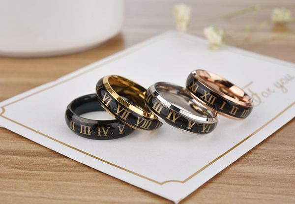

couples mood ring roman numerals change color rings size 6-10#, Golden;silver