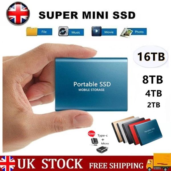 Discos rígidos externos Mini SSD12T 8TB 6TB 4TB 2TB 1TB Unidade de notebook de estado sólido móvel