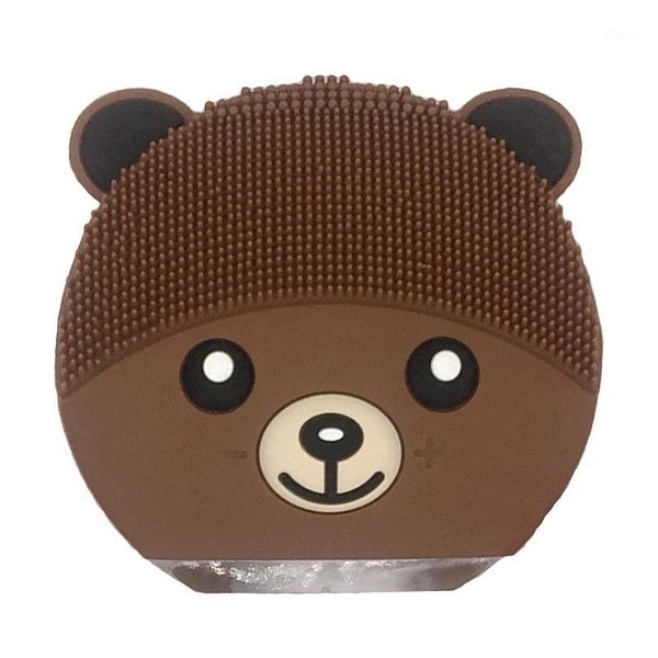 

mini bear electric face cleansing brush usb rechargeable silicone facial cleanser deep pore cleaning water-resistant1