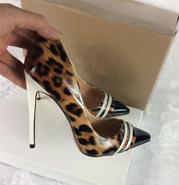 

dress shoes leopard stitching women's high heels 12 cm  heel pointed light small size 33 party, Black