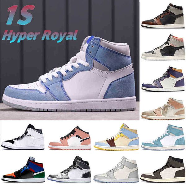 

hyper royal 1 1s basketball shoes rust shadow neutral grey crimson wolf sail travis scotts men sneakers women trainers us 5.5-12qlsd