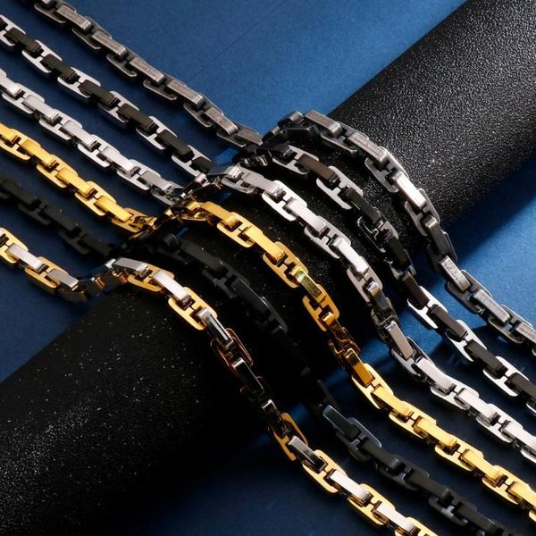 

width box chain thick stainless steel necklace multi size long heavy metal men's chains, Silver