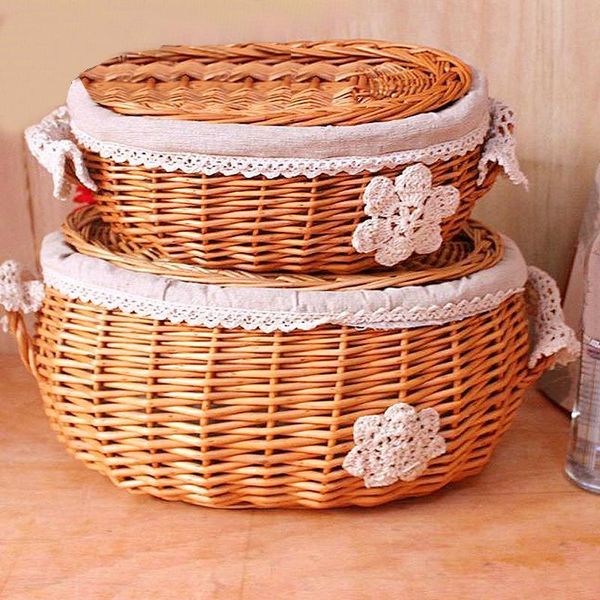 

storage baskets wicker woven organizer basket bread with lid tablesundries box home organiser boxes