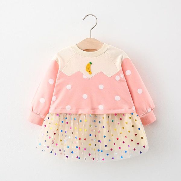

spring girl princess dress long sleeves girl's dresses, Red;yellow