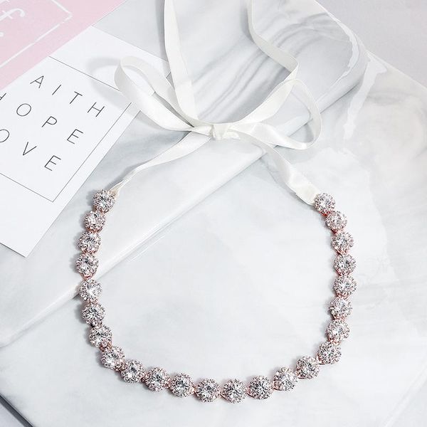 

hair clips & barrettes all-match rhinestone headband simple soft bridal hoop glittery headdress with ribbon accessories for girls ml, Golden;silver