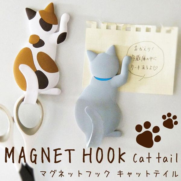 

cat shape magnetic wall mount keys hook fridge magnet hanging door decor i88 hooks & rails