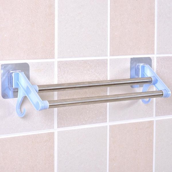 

bathroom storage & organization self-adhesive towel rail rack holder wall mounted shelf punch-stainless steel hanger