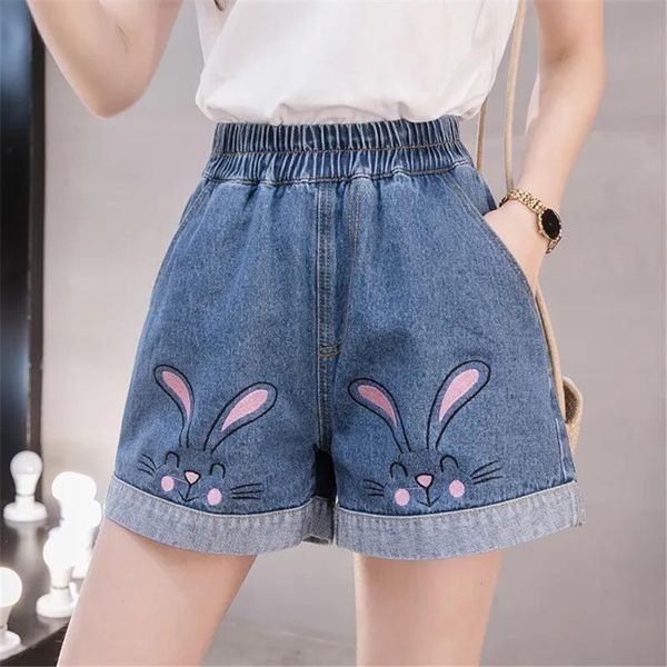 

women's shorts summer embroidery jeans girl women harajuku leisure couple korean ulzzang trendy street, White;black