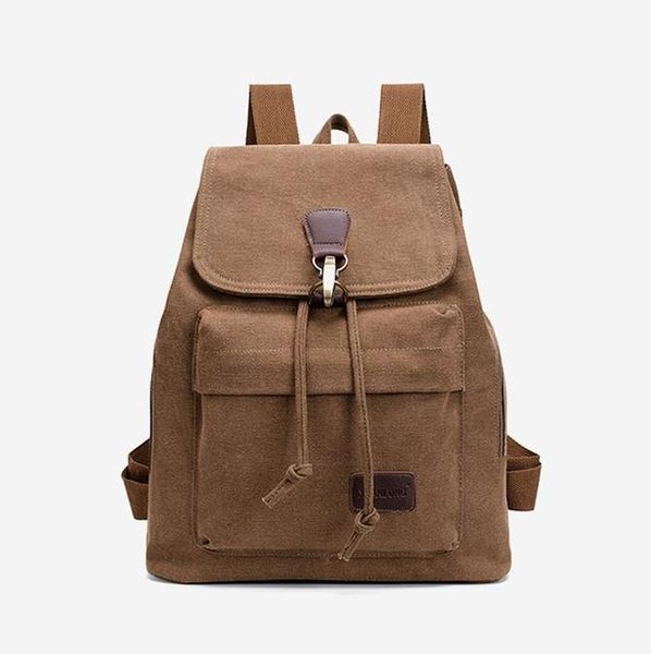 

backpack canvas vintage leather trim casual bookbag men women laptravel rucksack