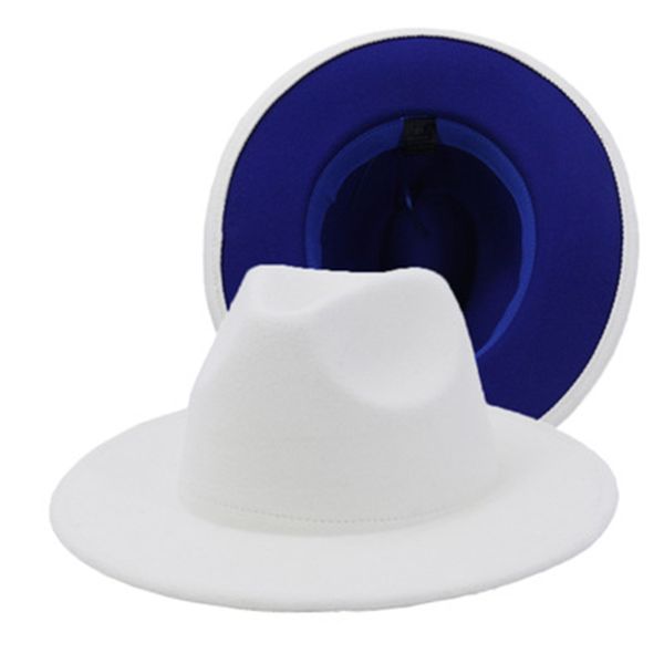 

fedora women hats solid different color inside patchwork women hats wide brim black formal outdoor church wedding men women hats, Blue;gray