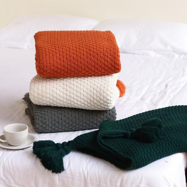 

tassel knitted ball woolen blanket sofa winter super warm cozy throw blankets for office siesta air condition bedspread1