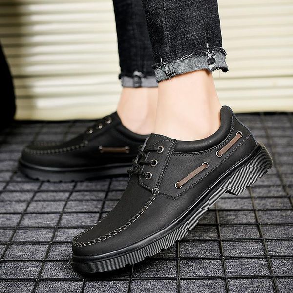 

dress shoes men's casual trend style lace up moccasins breathable designer men business footwear, Black