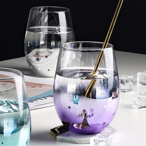 

gradient color glass cup coffee mug cartoon cute milk juice home office cafe transparent heat-resistant kids baby gifts wine glasses