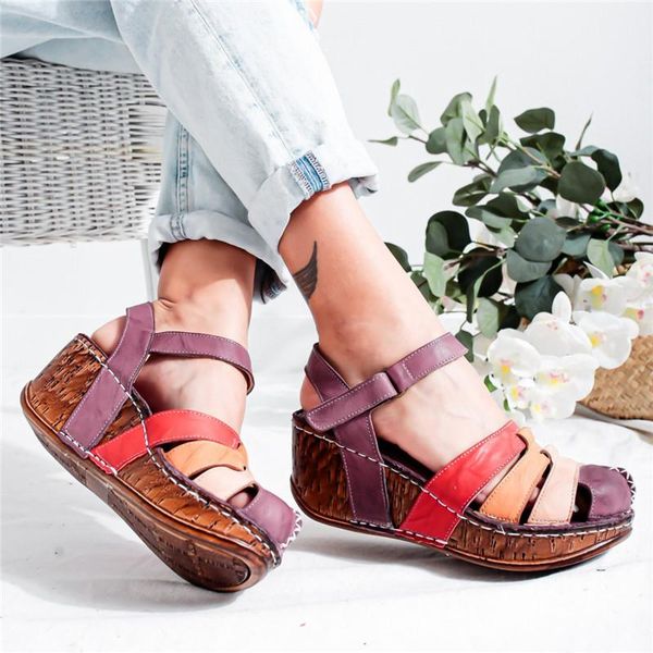 

summer women sandals stitching retro ladies open toe casual shoes platform wedge slides beach woman, Black