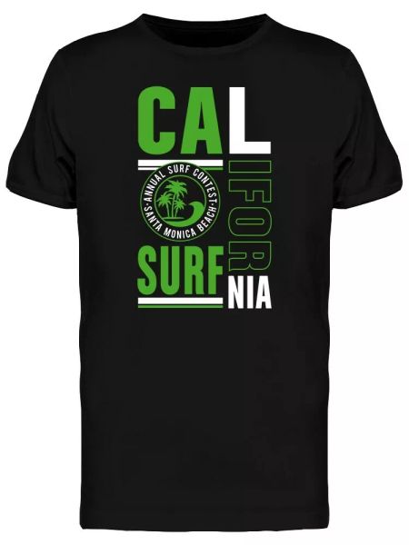 

santa monica beach green graphic men's tee -image by shutterstock, White;black