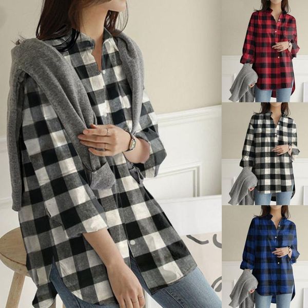 

women's blouses & shirts shirt striped printed slit long sleeve button casual women 2021 blouse, White
