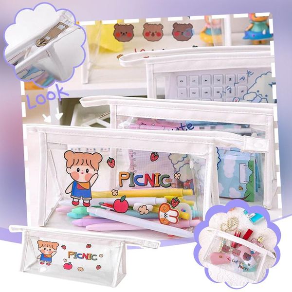 

storage bags large-capacity transparent pencil case bag stationery box