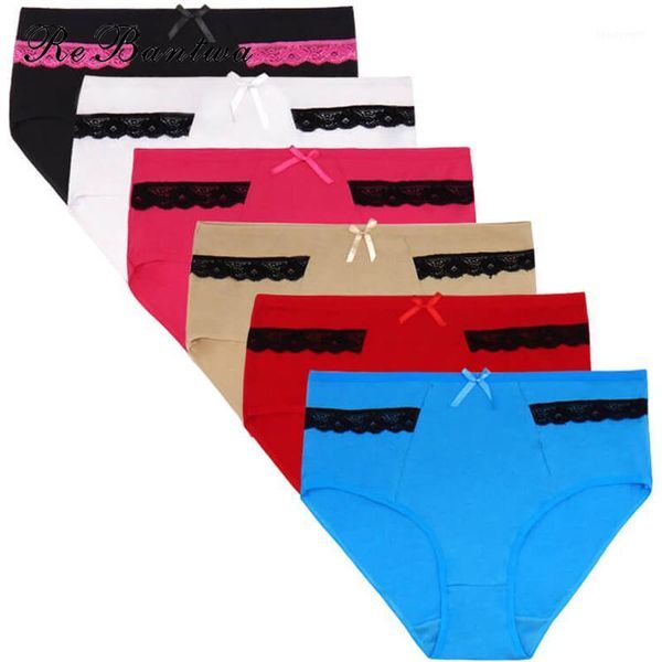 

women's panties rebantwa brand 10pcs plus size 3xl/4xl women cotton mom underwear lace lingerie briefs ladies knickers, Black;pink