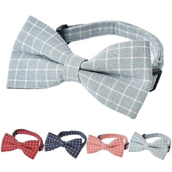 

dog apparel 1pcs pet bowtie fashion checked adjustable bow tie collar decorative accessories for party