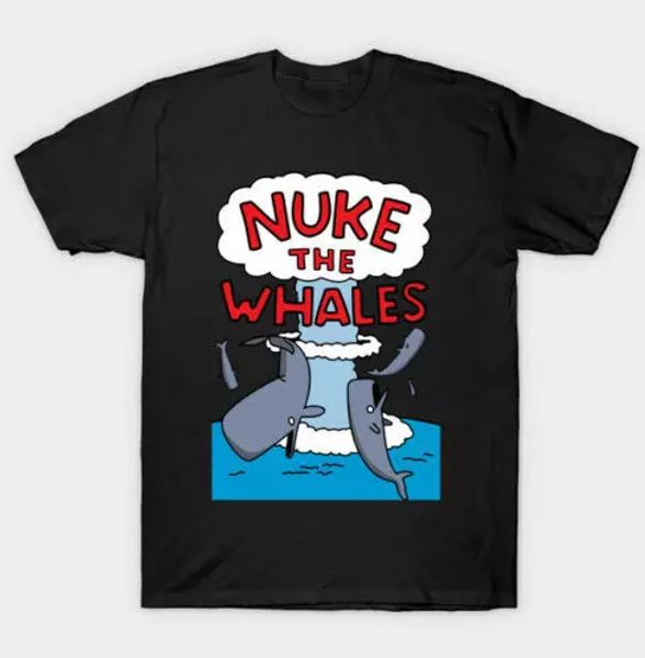 

r1 nuke the whales funny gaming black t-shirt s-6xl, White;black