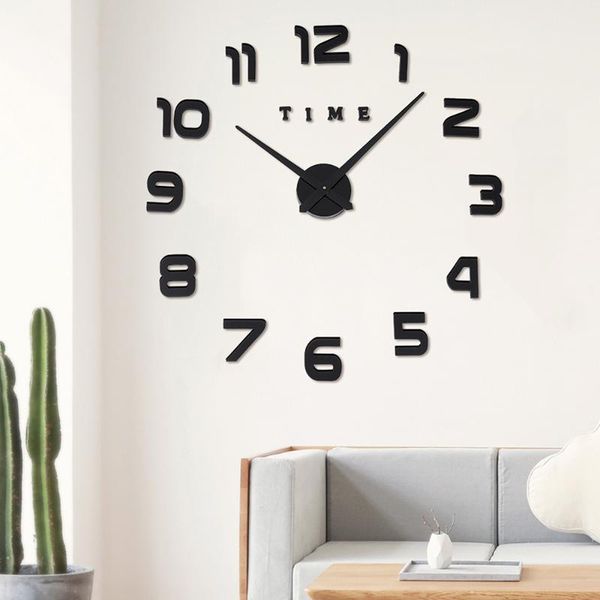 

wall clocks 3d clock luminious watch horloge diy acrylic mirror stickers luminova quartz reloj de pared