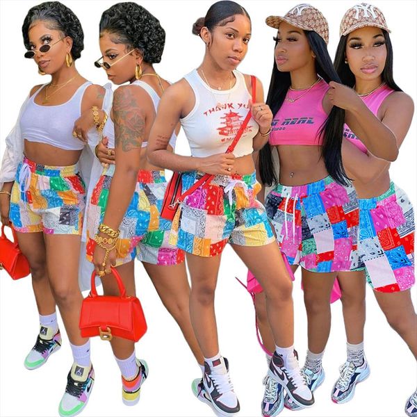 

style geometric printed loose women jumpsuits casual shorts summer elastic waist home beach wear plus size s 3xl, Black;white
