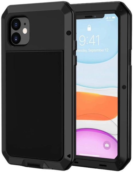 

cell phone pouches 11 case, heavy duty shockproof [tough armour] metal case with built-in screen protector, 360 full body protective cover p