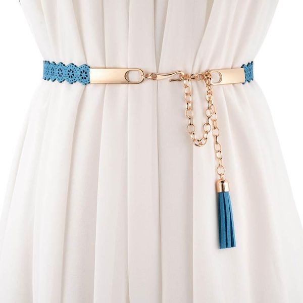 

belts 2021 metal leaf buckle with tassels elegant lady fashion accessories for women dress 110cm ad0375, Black;brown