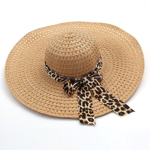 

wide brim hats beach straw hat with leopard ribbon custom sun, Blue;gray