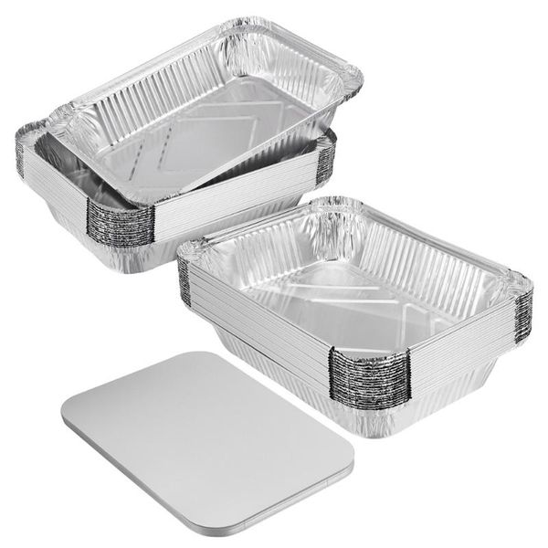 

gift wrap 50pcs disposable bbq pans practical takeaway packing boxes foil (silver)