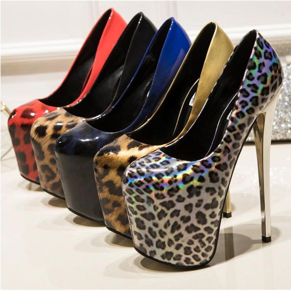 

dress shoes 19cm leopard print stripper heels models party stage show pole dance high platform pumps nightclub mature, Black