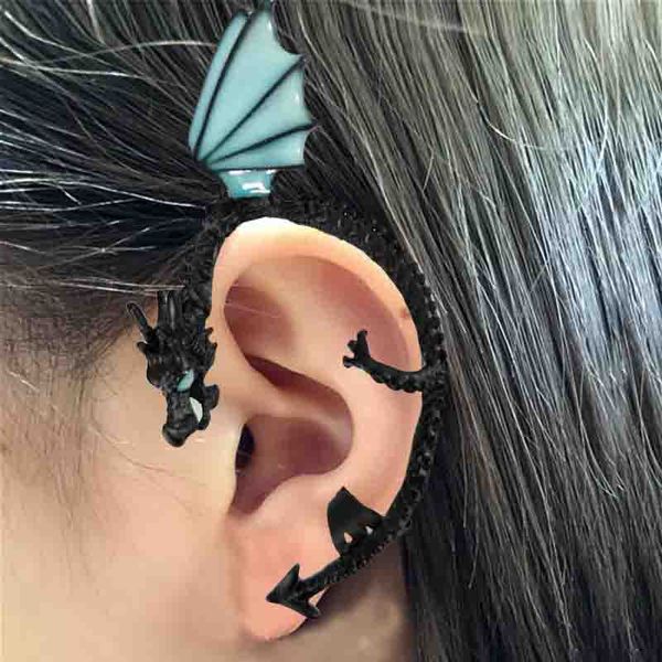 

fashion luminous ear cuff clip earrings dragon shape earring jewelry, Silver