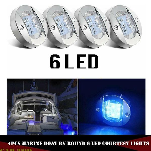 

emergency lights 4pcs dc 12v round marine boat led courtesy cabin deck stern 6 side marker light navigation blue